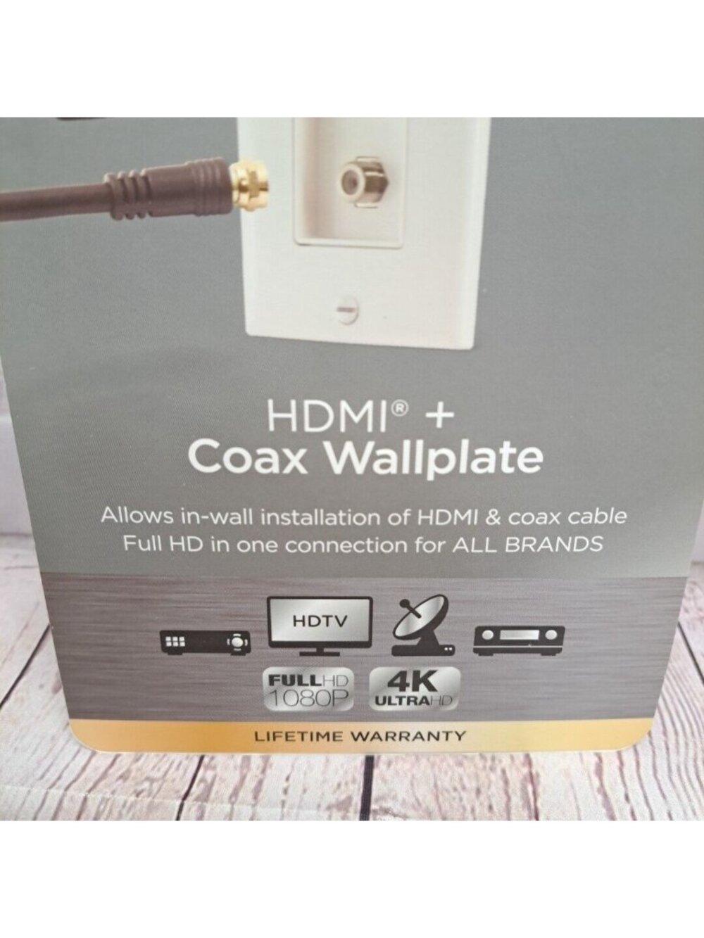 HDMI + Coax Cable Wall Plate, Recessed 4K, Ultra Pro Elite, Home Theaters NIP - Picture 2 of 7